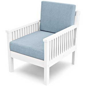 Изображение товара Кресло Arsko Норман белая эмаль голубая рогожка