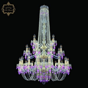 Изображение товара Подвесная люстра с хрустальными подвесками Art Classic 11.24 11.24.16+8+4.300.3d.h-128.Gd.V7010 подсвечник с подвесками