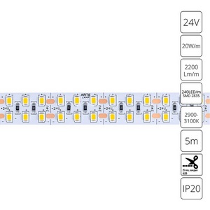 Изображение товара Светодиодная лента 2835 24V 20W/m 3000К 5м Arte Lamp Tape A2424015-01-3K