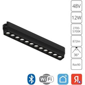 Изображение товара Магнитный трековый светильник LED 48V Arte Lamp Rapid A2954PL-1BK (Умный дом, Алиса)