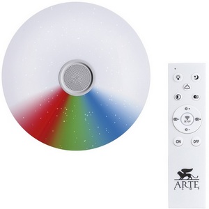 Изображение товара Светодиодный потолочный светильник RGB с пультом и колонкой IP44 Arte Lamp Suono A5524PL-1WH (Умный дом)