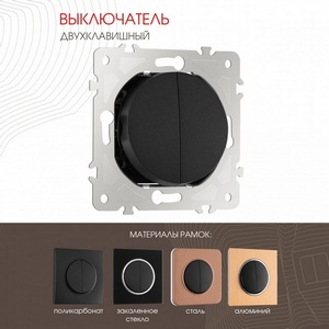 Изображение товара Выключатель встраиваемый двухклавишный Arte Milano am-202 202.30-2.black