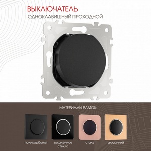 Изображение товара Выключатель встраиваемый одноклавишный проходной Arte Milano am-202 202.32-1.black