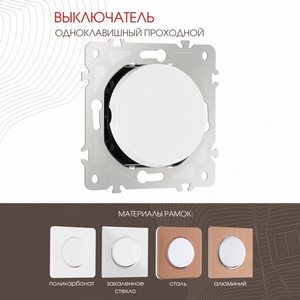 Изображение товара Выключатель встраиваемый одноклавишный проходной Arte Milano am-202 202.32-1.white