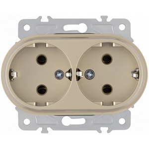 Изображение товара Розетка встраиваемая двойная с заземлением и шторкой Arte Milano am-202 202.40-2.shampan
