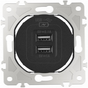 Изображение товара Розетка встраиваемая USB 2.1А+1А Arte Milano am-202 202.46-1.black