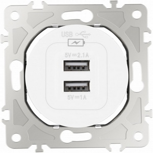 Изображение товара Розетка встраиваемая USB 2.1А+1А Arte Milano am-202 202.46-1.white