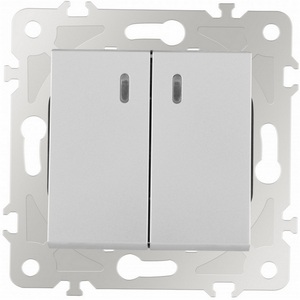 Изображение товара Выключатель встраиваемый двухклавишный с подсветкой Arte Milano am-203 203.31-2.silver