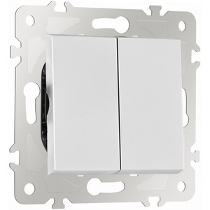 Изображение товара Выключатель встраиваемый двухклавишный проходной Arte Milano am-203 203.32-2.silver