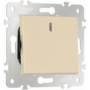 Изображение товара Выключатель встраиваемый одноклавишный проходной с подсветкой Arte Milano am-203 203.33-1.shampan