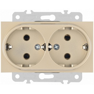 Изображение товара Розетка встраиваемая двойная с заземлением и шторкой Arte Milano am-203 203.40-1.shampan