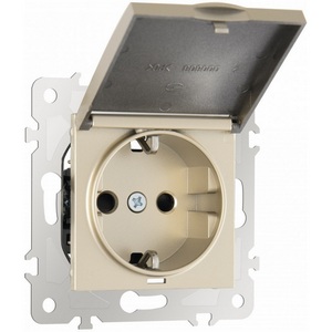 Изображение товара Розетка встраиваемая с заземлением и крышкой IP44 Arte Milano am-203 203.41-1.shampan