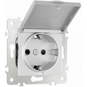 Изображение товара Розетка встраиваемая с заземлением и крышкой IP44 Arte Milano am-203 203.41-1.silver