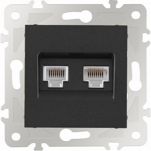 Изображение товара Розетка встраиваемая телефонная RJ-11 + Ethernet RJ-45 Arte Milano am-203 203.44-1.black