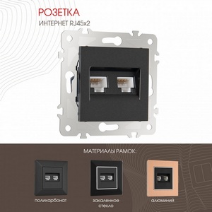 Изображение товара Розетка двойная Ethernet RJ-45 (черный) Arte Milano am-203 203.45-2.black