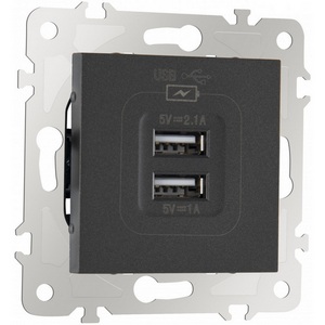 Изображение товара Розетка встраиваемая USB 2.1А+1А Arte Milano am-203 203.46-1.black