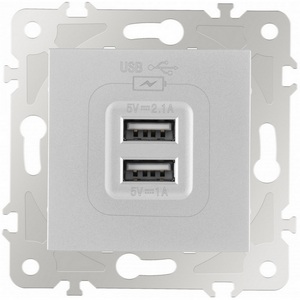 Изображение товара Розетка встраиваемая USB 2.1А+1А Arte Milano am-203 203.46-1.silver