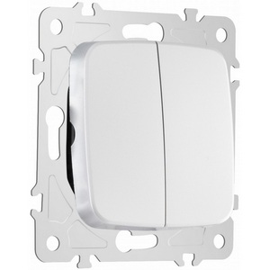 Изображение товара Выключатель встраиваемый двухклавишный проходной Arte Milano am-205 205.32-2.silver