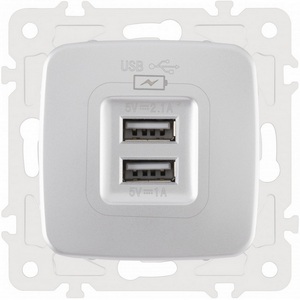 Изображение товара Розетка встраиваемая USB 2.1А+1А Arte Milano am-205 205.46-1.silver
