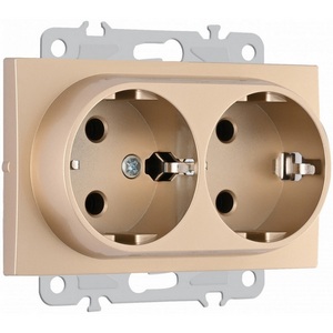 Изображение товара Розетка встраиваемая двойная с заземлением и шторкой Arte Milano am-206 206.40-2.shampan