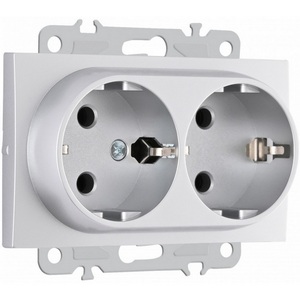 Изображение товара Розетка встраиваемая двойная с заземлением и шторкой Arte Milano am-206 206.40-2.silver