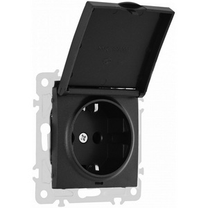 Изображение товара Розетка встраиваемая с заземлением и крышкой IP44 Arte Milano am-206 206.41-1.black