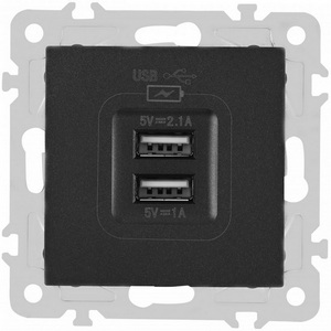 Изображение товара Розетка встраиваемая USB 2.1А+1А Arte Milano am-206 206.46-1.black