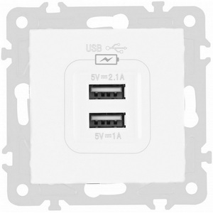 Изображение товара Розетка встраиваемая USB 2.1А+1А Arte Milano am-206 206.46-1.white