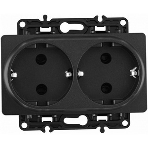 Изображение товара Розетка встраиваемая двойная с заземлением и шторкой Arte Milano am-217 217.40-2.black