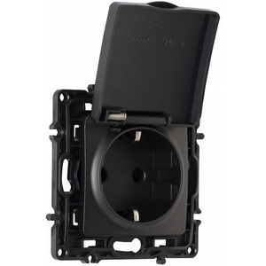 Изображение товара Розетка встраиваемая с заземлением и крышкой IP44 Arte Milano am-217 217.41-1.black