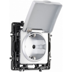 Изображение товара Розетка встраиваемая с заземлением и крышкой IP44 Arte Milano am-217 217.41-1.silver