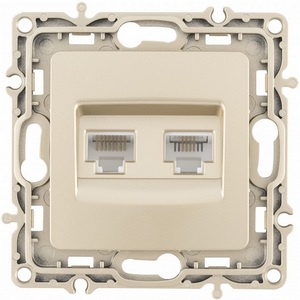 Изображение товара Розетка встраиваемая телефонная RJ-11 + Ethernet RJ-45 Arte Milano am-217 217.44-1.shampan