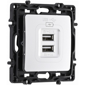 Изображение товара Розетка встраиваемая USB 2.1А+1А Arte Milano am-217 217.46-1.silver