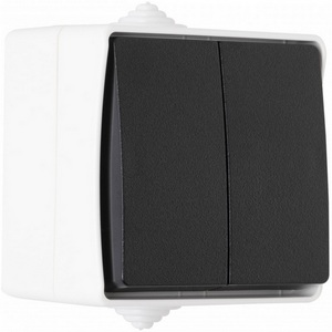 Изображение товара Выключатель накладной двухклавишный проходной IP44 Arte Milano am-309 309.32-2.grey