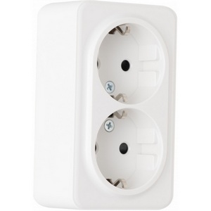 Изображение товара Розетка накладная двойная с заземлением и шторкой Arte Milano am-310 310.40-2.white
