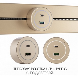 Изображение товара Трековая розетка USB+Type-C с подсветкой Arte Milano Am-track-sockets-39 399732TS/USB-Type-C Gold