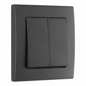 Изображение товара Выключатель встраиваемый двухклавишный с рамкой (черный) Arte Milano SET06-1 SET06-1-30-2 black