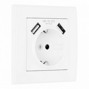 Изображение товара Комплект розетки встраиваемый с заземлением, шторками, рамкой и USBх2 (белый) Arte Milano SET06-1 SET06-1-47-1 white