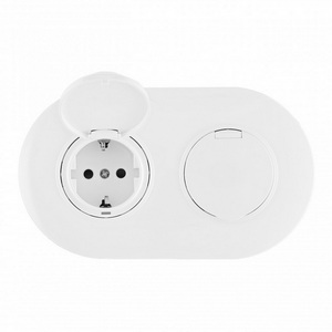 Изображение товара Розетка встраиваемая двойная с заземлением, шторками и защитной крышкой в комплекте с рамкой (белый) IP44 Arte Milano SET08-2 SET08-2-41-1x2 white