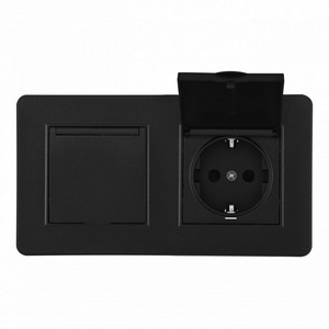 Изображение товара Розетка встраиваемая двойная с заземлением, шторками и защитной крышкой в комплекте с рамкой (черный) IP44 Arte Milano SET16-2 SET16-2-41-1x2 black