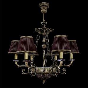Изображение товара Подвесная люстра с абажуром НК-О-6 ФВ Бордовая яшма