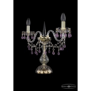 Изображение товара Настольная хрустальная лампа с подвесками Bohemia 1410 1410L/2/141-39/G/V7010 подсвечник
