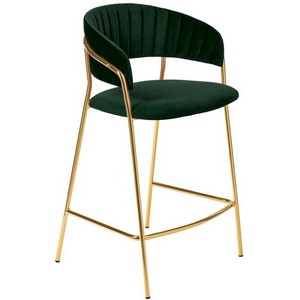 Изображение товара Стул полубарный зеленый с золотыми ножками Bradex Home Turin FR 0908