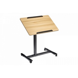 Изображение товара Стол (регулировка по высоте) многофункциональный на колёсах, 60x40 см, «РОЛЛИНГ»1 ножка, регул.высота, наклон столешницы, ограничит., мдф, металл, св.дерево, черный Bradex Home РОЛЛИНГ TD 0783 (прямоугольная столешница)