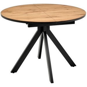 Изображение товара Стол вставка-бабочка раскладной 100-130x100x75см, Дуб Вотан, чёрный Bradex Home Rudolf RF 0301 (круглая столешница, 4 ножки)