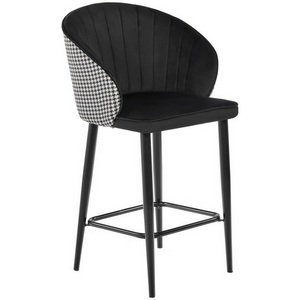 Изображение товара Стул полубарный чёрный с жаккардом Bradex Home Paola RF 0263