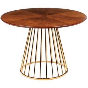 Изображение товара Стол на 4 персоны диам.110см, шпон орех солнышко с золотистыми ножками Bradex Home Liverpool RF 0440 (круглая столешница, О-образная опора)