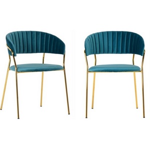Изображение товара Комплект из 2-х стульев Turin бирюзовый с золотыми ножками Bradexhome арт.FR 0160P