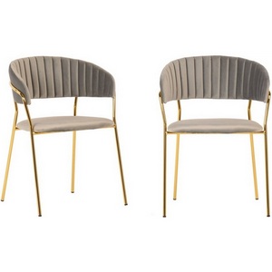 Изображение товара Комплект из 2-х стульев Bradexhome Turin латте, золотые ножки
