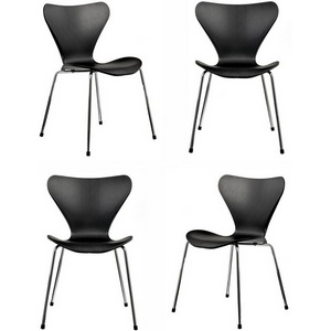 Изображение товара Комплект из 4-х стульев Bradex Home Seven Style черный с хромированными ножками (FR 0425K)